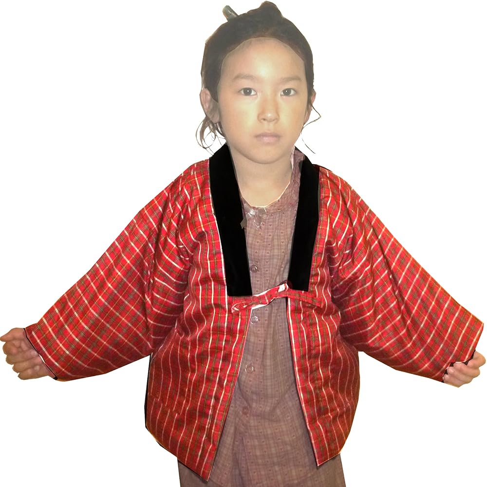 Amazon | [SURUGAJINOSAMUEYA] 格子柄 昭和レトロ 半纏 キッズ